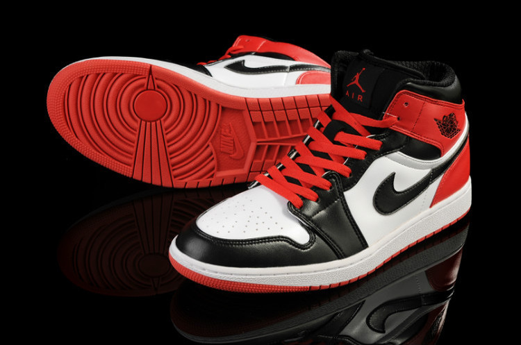 Air Jordan 1 Men Shoes White/Black/Red Online